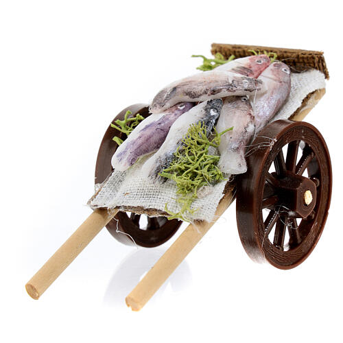 Neapolitan Nativity accessory, fish cart in wax 5x9x5cm 4