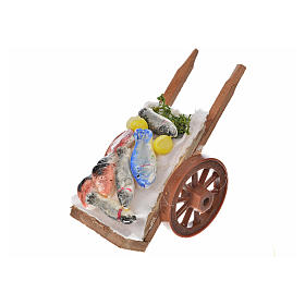 Crèche Napolitaine: Char napolitain miniature poisson 5x9x5 cm cire