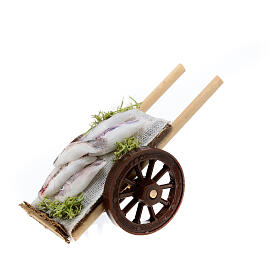 Neapolitan Nativity accessory, fish cart in wax 5x9x5cm