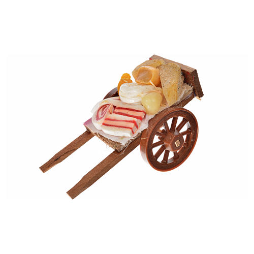Neapolitan Nativity accessory, ham and cheese cart in wax 5x9x5c 1