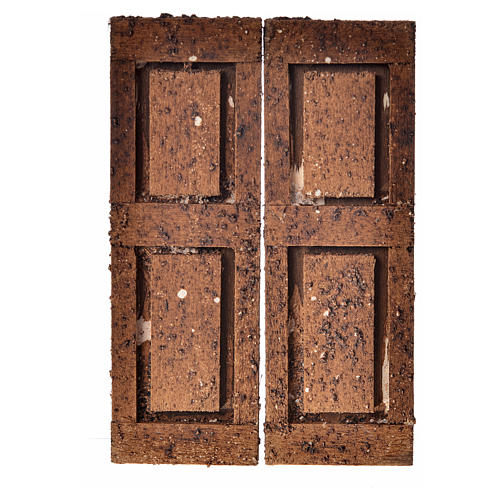 Puerta de madera 2 puertas 12x9 cm para belén hecho con bricolaje 1