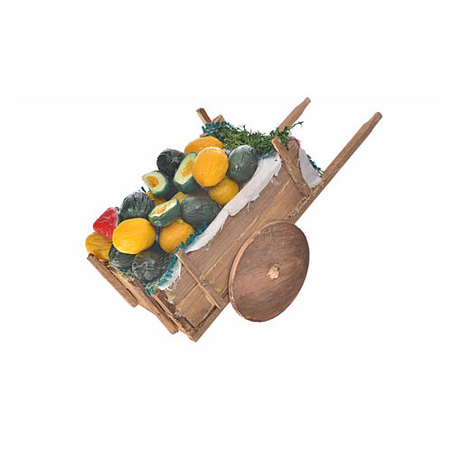 Neapolitan Nativity accessory, melon and watermelon cart in wax 2