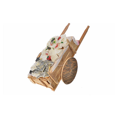 Neapolitan Nativity accessory, fish cart in wax 10x18.5x7cm 4