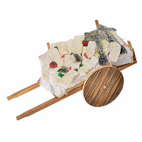 Neapolitan Nativity accessory, fish cart in wax 10x18.5x7cm