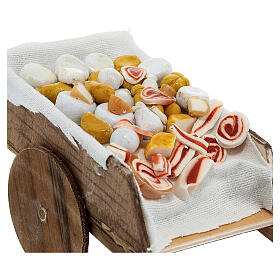 Neapolitan Nativity accessory, ham and cheese cart in wax 10x18.
