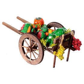 Neapolitan Nativity accessory, fruit and vegetable cart 8x12x7cm