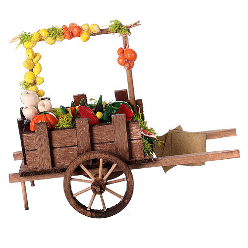 Neapolitan Nativity accessory, fruit and vegetable cart 8x12x7cm 3