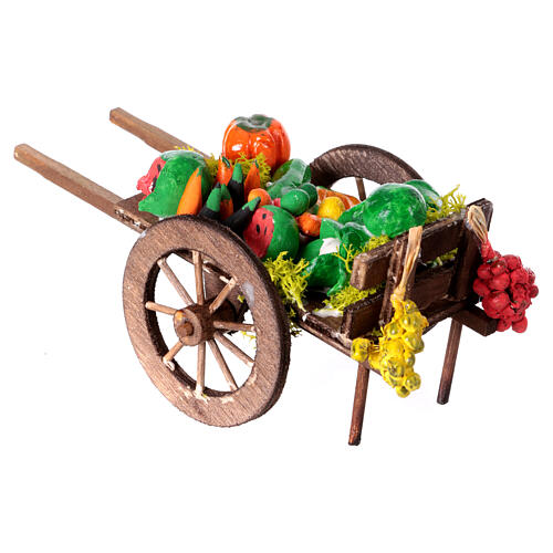 Neapolitan Nativity accessory, fruit and vegetable cart 8x12x7cm 2