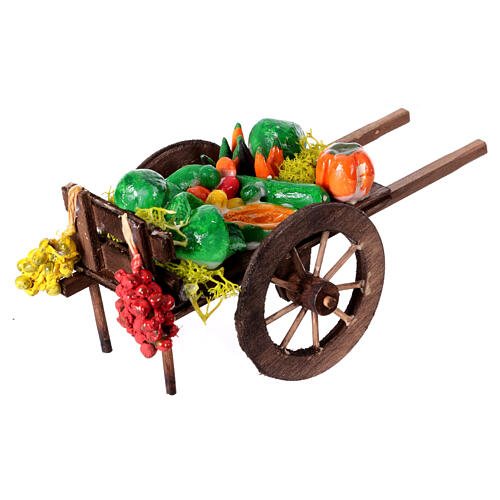 Neapolitan Nativity accessory, fruit and vegetable cart 8x12x7cm 3