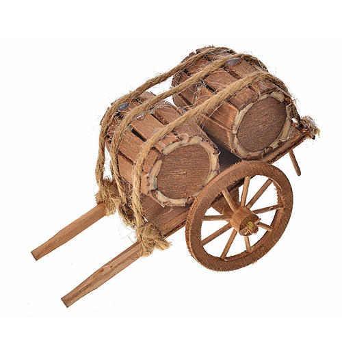 Neapolitan Nativity accessory, barrels cart 8x12x7cm 1
