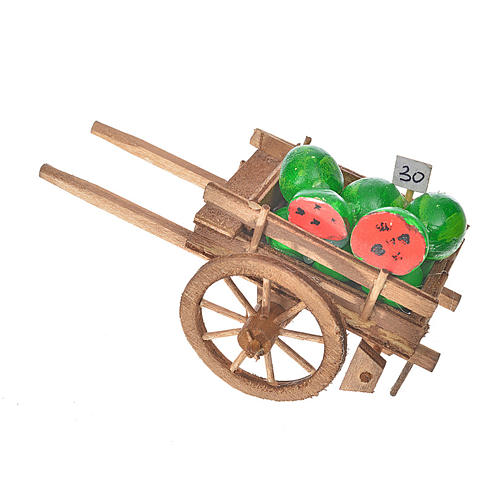 Neapolitan Nativity accessory, watermelon cart 8x12x7cm 1
