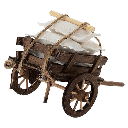 Neapolitan Nativity accessory, cart with sacks 8x12x7cm 3