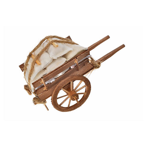 Neapolitan Nativity accessory, cart with sacks 8x12x7cm 4