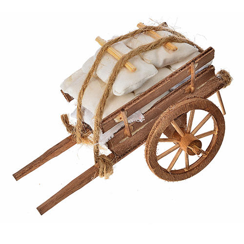 Neapolitan Nativity accessory, cart with sacks 8x12x7cm 1