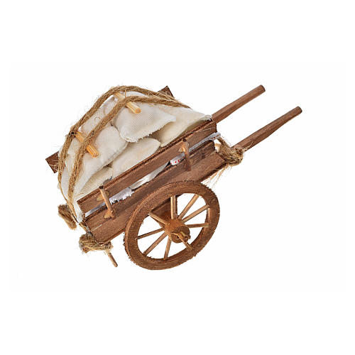 Neapolitan Nativity accessory, cart with sacks 8x12x7cm 2