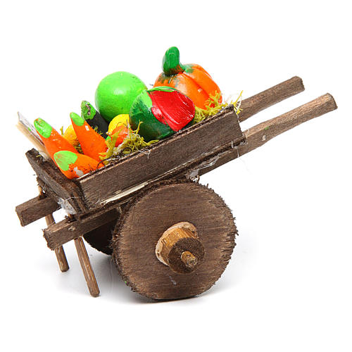 Wózek neapolitański szopka owoce warzywa terakota 5.5x7.5x5.5 cm 3