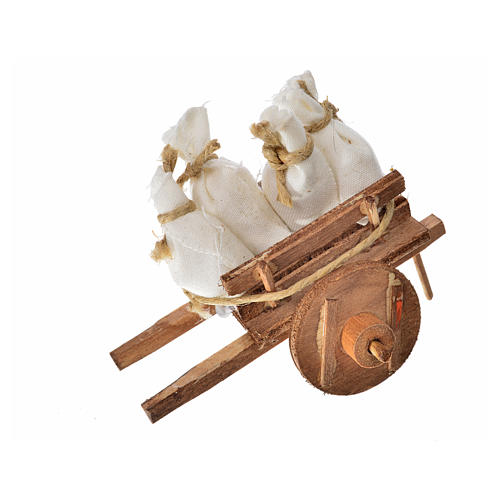 Neapolitan Nativity accessory, cart with sacks 5.5x7.5x5.5cm 3