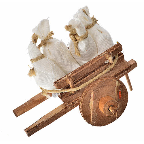 Neapolitan Nativity accessory, cart with sacks 5.5x7.5x5.5cm 1