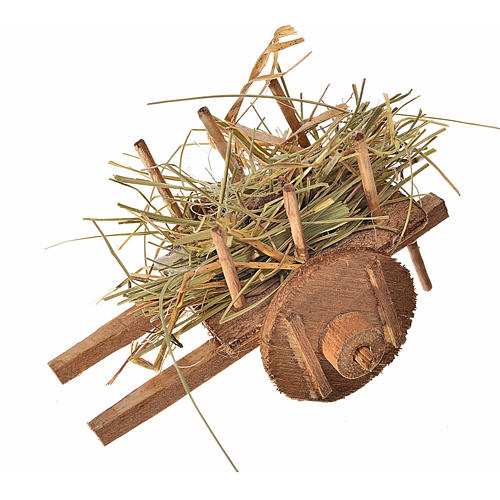 Neapolitan Nativity accessory, cart with hay 5.5x7.5x5.5cm 1