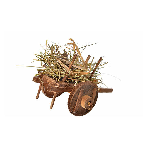Neapolitan Nativity accessory, cart with hay 5.5x7.5x5.5cm 2