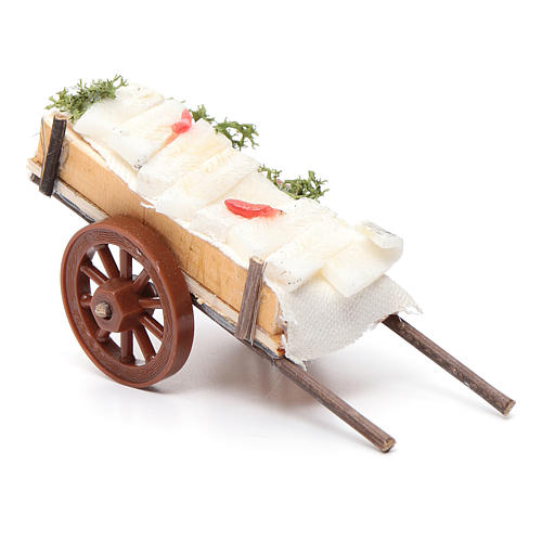 Neapolitan Nativity accessory, fish cart in wax 5x11x5cm 2