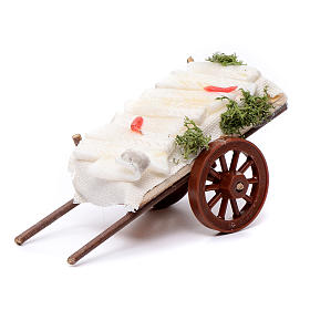 Neapolitan Nativity accessory, fish cart in wax 5x11x5cm