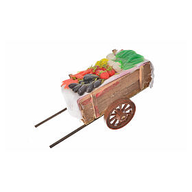 Carro presépio napolitano com legumes em cera 5x11x5 cm