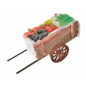 Carro presépio napolitano com legumes em cera 5x11x5 cm