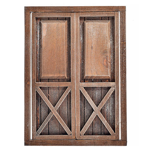 Nativity accessory, wooden double door, 17.5x12.5cm 1