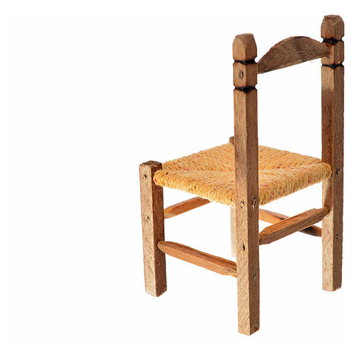 Mini chaise paillée en bois 7,5x4x4cm 2
