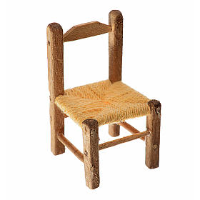 Mini chaise paillée en bois 4x2,5x2,5cm