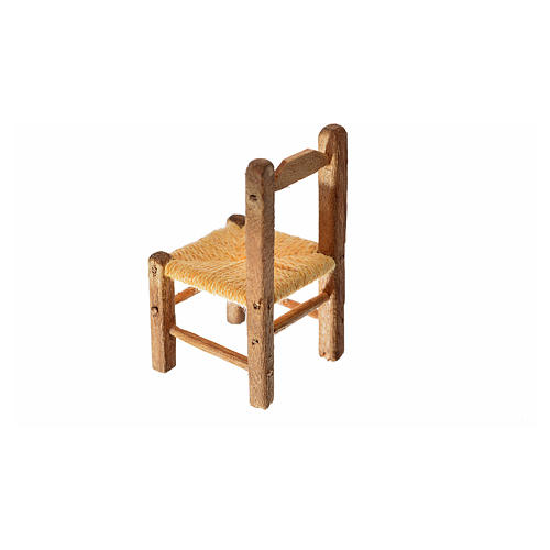 Mini chaise paillée en bois 4x2,5x2,5cm 2