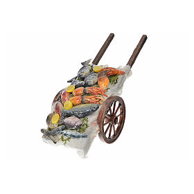 Neapolitan Nativity accessory, fish cart in wax 6x15x6cm