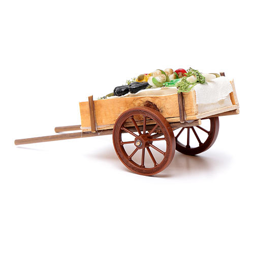 Neapolitan Nativity accessory, fruit and vegetable cart in wax 6 3