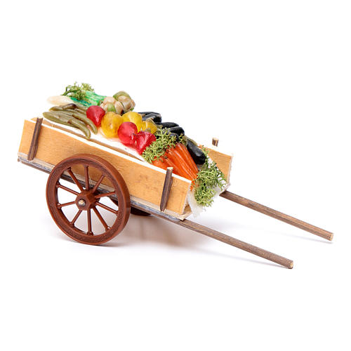 Carretto napoletano ortaggi frutta cera dim. 6x15x6 cm 2