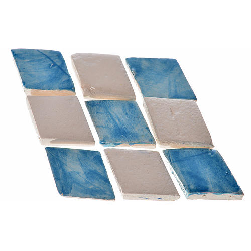 Kafelki terakota emaliowane 60szt rombowate niebieskie do szopki 1