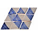 Azulejos de terracota esmaltada, 60pz romboidales blanco y azul s1