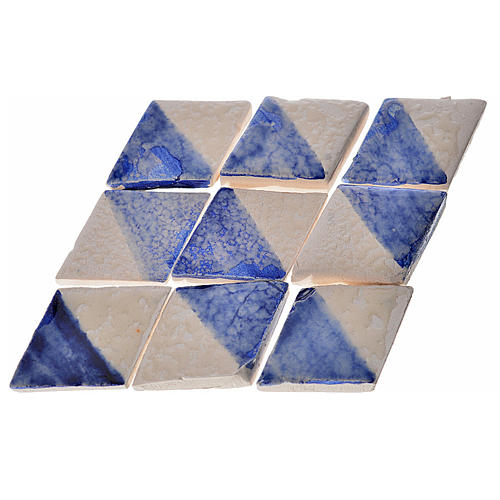 Mini-carreaux en losange blanc-bleu crèche 60 pcs terre cuite 1