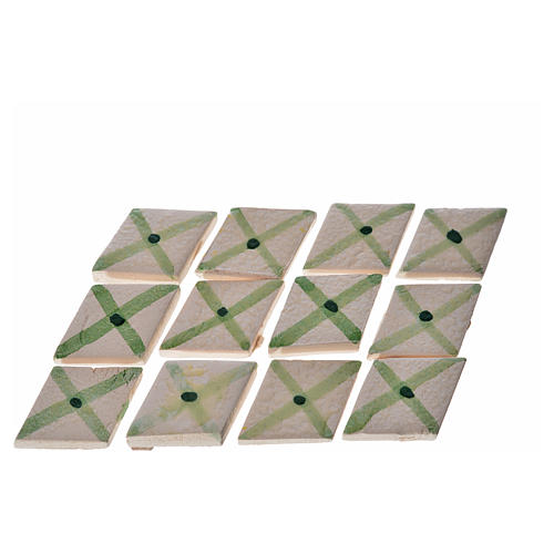 Kafelki terakota emaliowane 60 sztuk rombowate pas zielony 1