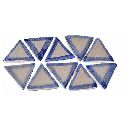 Kafelki terakota emaliowane 60 sztuk trójkątne linia niebieska 1