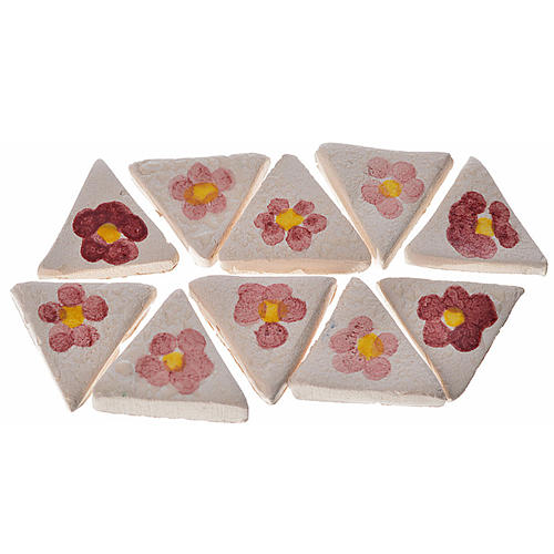 Kafelki terakota emaliowane 60 sztuk trójkątne kwiat bordo 1