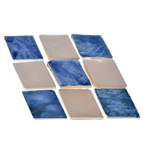 Azulejos de terracota esmaltada, 60pz romboidales azul 1