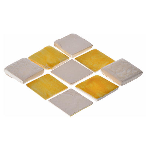 Kafelki terakota emaliowane 60 sztuk rombowate żółte do szopki 1