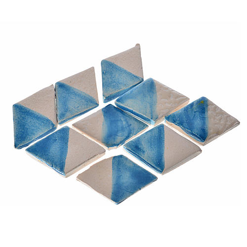 Azulejos de terracota esmaltada, 60pz romboidales azul claro 1