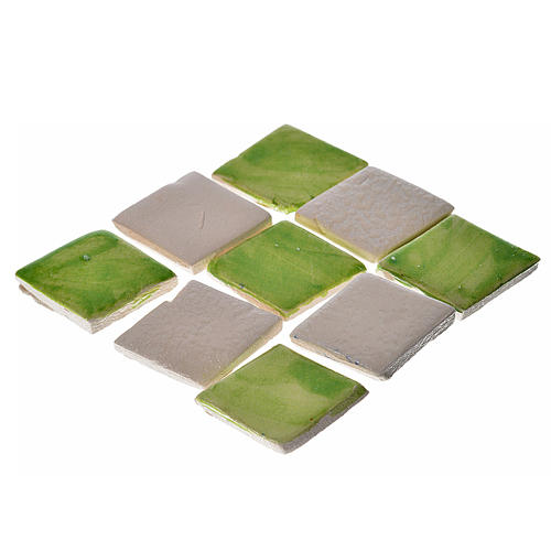 Mattonelle terracotta smaltate 60 pz quadrate verde presepe 1