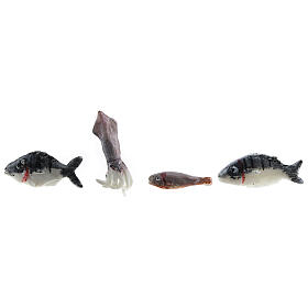Neapolitan Nativity Scene: Nativity accessory, assorted fish, 3pcs in wax