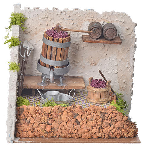 Pressoir à vin avec pompe miniatures crèche 20x14x20 cm 1