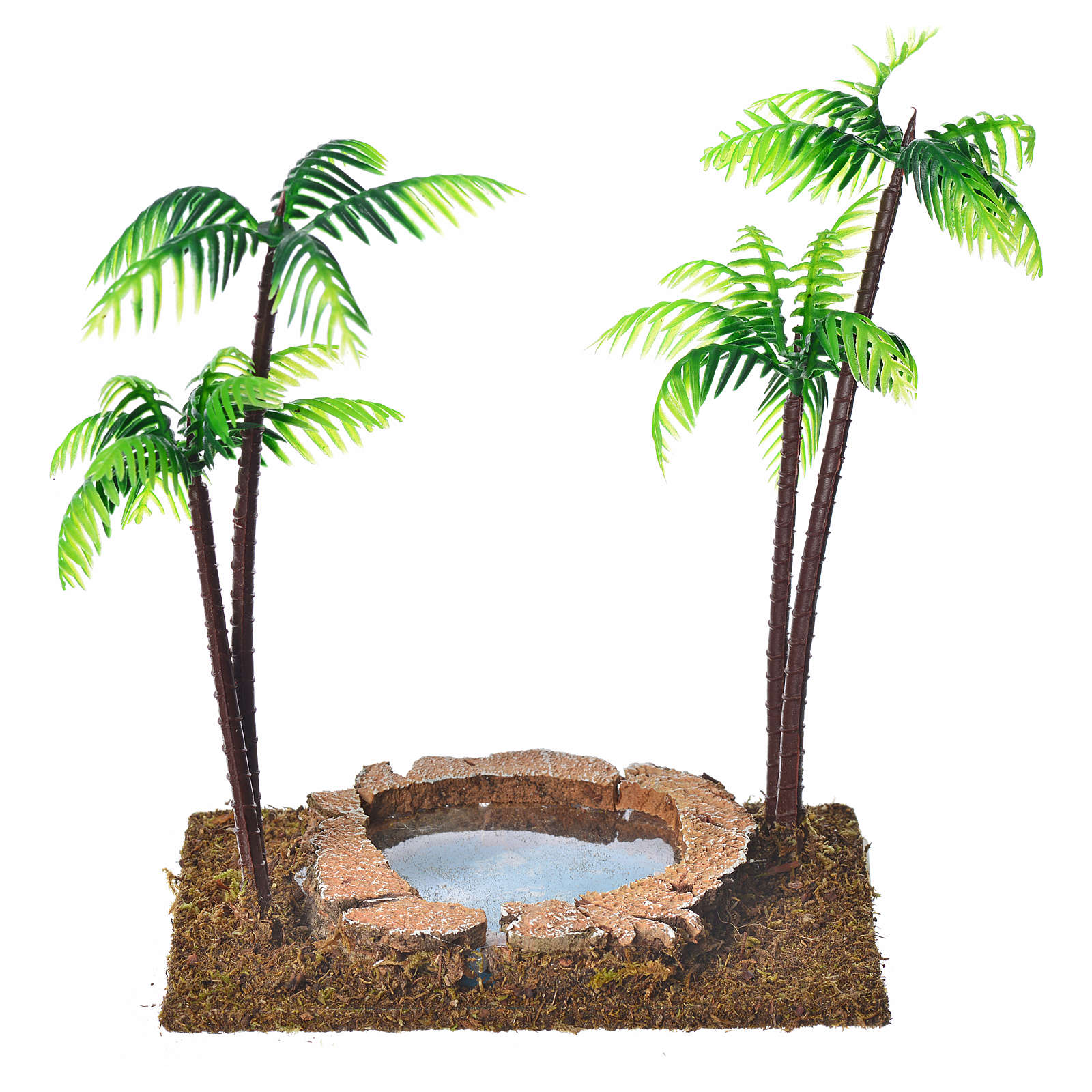 Nativity setting, double palm tree with lake, 15cm online sales on