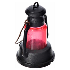 Miniatura Lámpara de queroseno roja belén cm 4
