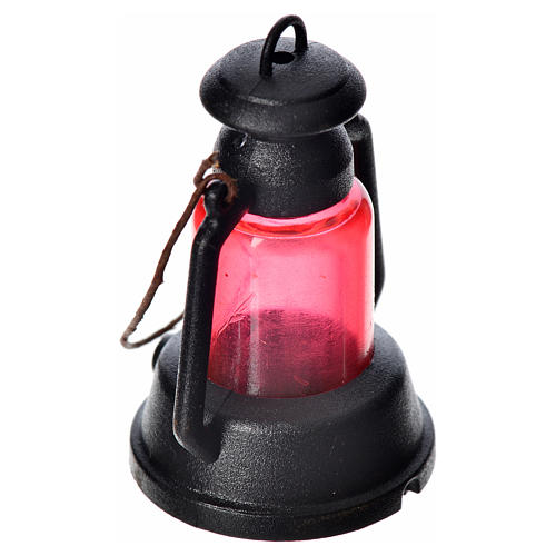 Miniatura Lámpara de queroseno roja belén cm 4 2